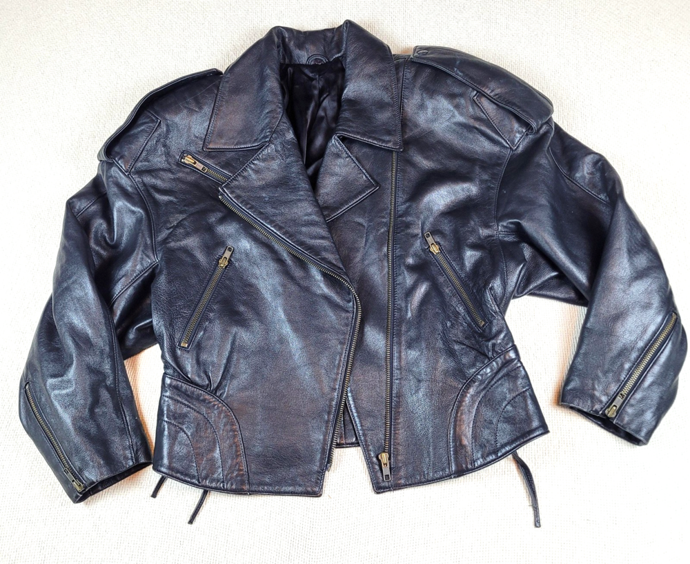 Vintage Motorcycle Jacket Womens Small/Medium YKK Zipper Lace Up Retro Biker 80s